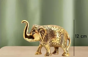 Metal Gold Plated Elephant/Hathi Pair Pack Of 2 Pcs-20 Cm-thumb1