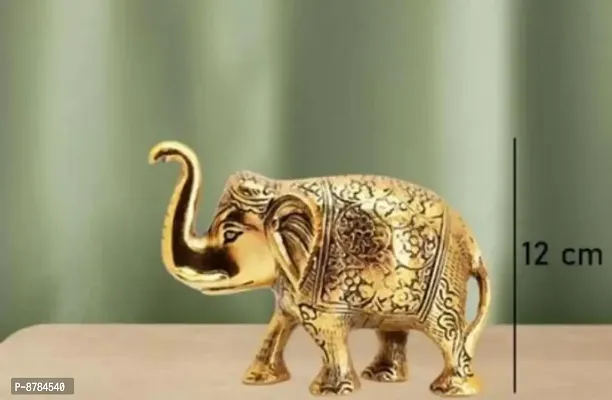 Metal Gold Plated Elephant/Hathi Pair Pack Of 2 Pcs-20 Cm-thumb2