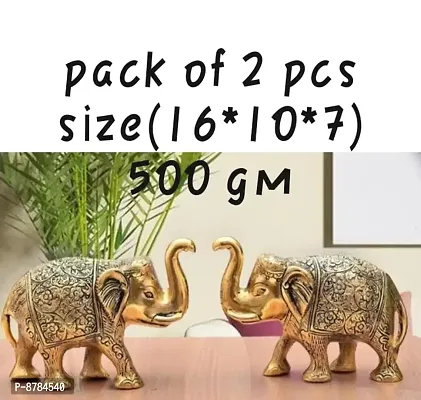 Metal Gold Plated Elephant/Hathi Pair Pack Of 2 Pcs-20 Cm