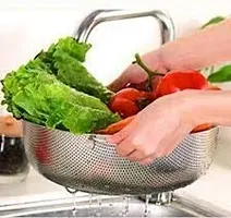 Medigo? Pack of 1 Kitchen Fruit Vegetable Rice Washing Baskets Strainer Drainer with Handle-thumb2