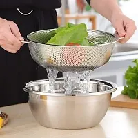 Medigo? Pack of 1 Kitchen Fruit Vegetable Rice Washing Baskets Strainer Drainer with Handle-thumb1