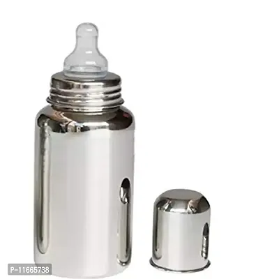 Medigo Stainless Steel Baby Milk and Water Feeding Bottle with Silicon Nipple-thumb0