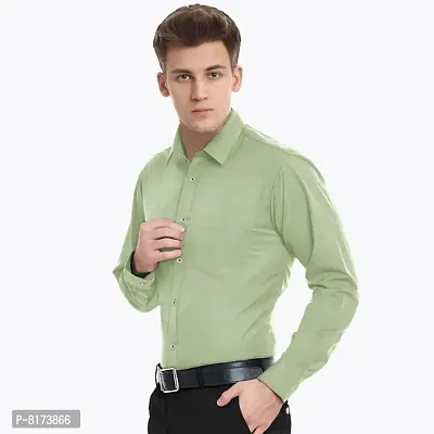 Green Classic Cotton Solid Mens Formal Shirts
