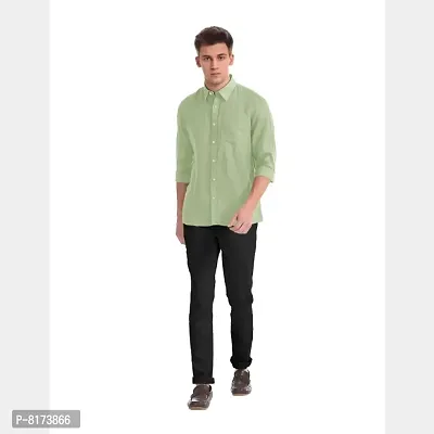 Green Classic Cotton Solid Mens Formal Shirts-thumb2