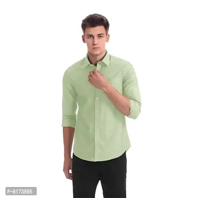 Green Classic Cotton Solid Mens Formal Shirts-thumb4