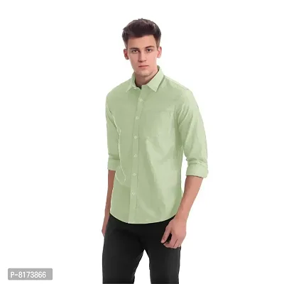 Green Classic Cotton Solid Mens Formal Shirts-thumb3