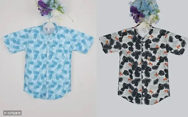 Elegant Cotton Printed Shirts For Boys- Pack Of 2-thumb0