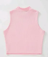 Elegant Cotton Blend Solid Ribbed Tank Tops For Women And Girls-thumb2