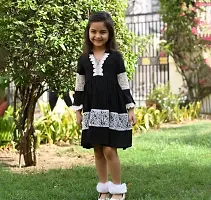 Elegant Cotton Self Pattern Dresses For Girls-thumb1