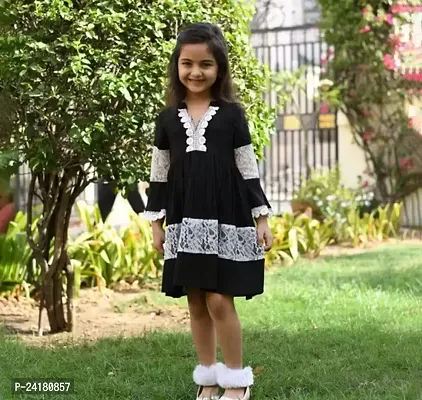 Elegant Cotton Self Pattern Dresses For Girls-thumb2