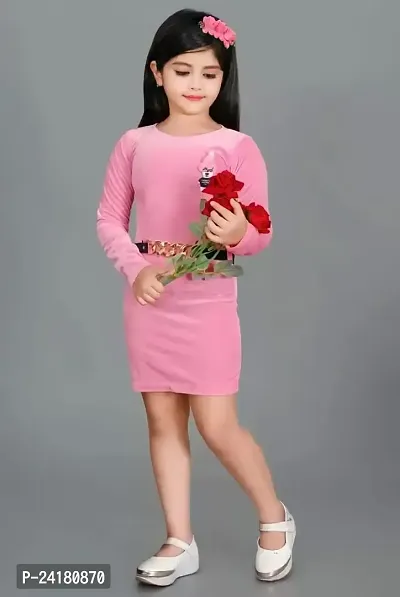 Elegant Cotton Self Pattern Bodycon Dress For Girls-thumb3