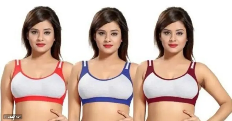 Stylish Cotton Solid Bras For Women- Pack Of 3