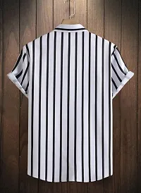 Elegant Cotton Lycra Striped Short Sleeves Casual Shirts For Men-thumb1