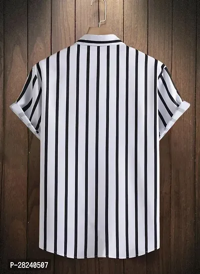 Elegant Cotton Lycra Striped Short Sleeves Casual Shirts For Men-thumb2