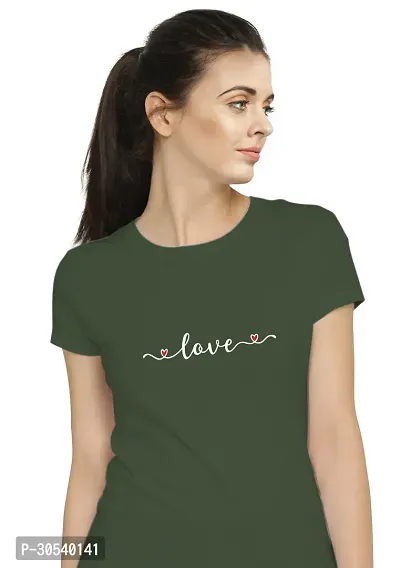 Elegant Green Cotton Blend Printed T-Shirts For Women-thumb0