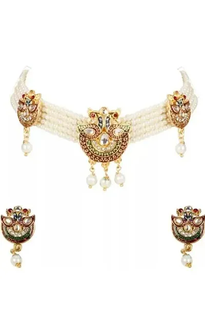 Traditional colour kundan choker set with Earring