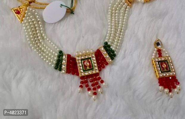 Multi Colour Kundan Choker Set With Earrings-thumb0