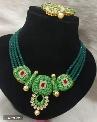 Traditional Alloy Kundan Necklace with Earring for Women