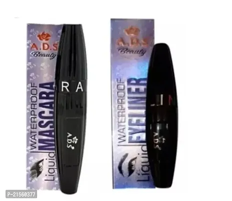 Makeup Waterproof Mascara With Eye Liner Black Color Pack of 2