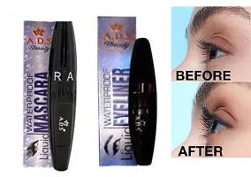 Makeup Waterproof Mascara With Eye Liner Black Color Pack of 2-thumb1