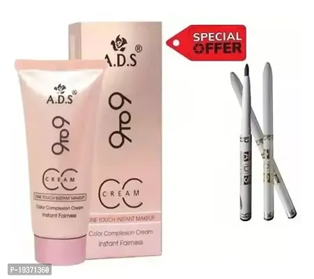 ADS 9to9 Instant Makeup CC Cream Foundation (Beige, 60gm) with ADS white pancaial 3 pack of 4