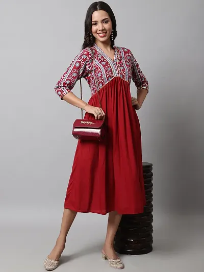 Stylish A-Line Printed Rayon Kurtis