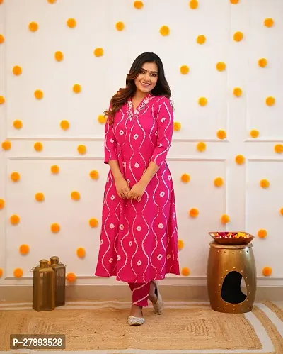 Stylish Pink Rayon Kurta With Pant Set For Women-thumb2