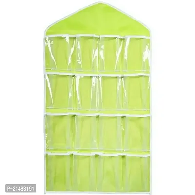 RATED CART 16 Pockets Clear Hanging Bag for Socks Bra Underwear Cupboard Rack Hanger Storage Organiser-thumb0