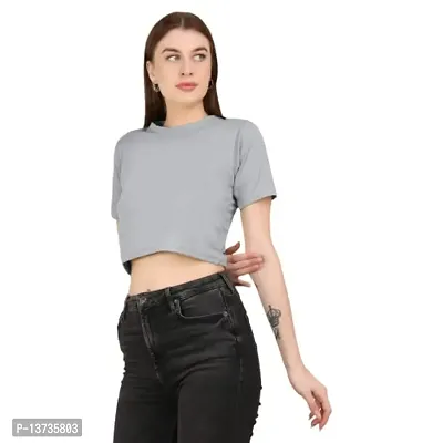 HANUMANT IMPEX Plain Lycra Fabric Casual Wear Crop Top for Women