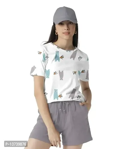 HANUMANT IMPEX Women's Printed Designer Casual Wear Women T-Shirt-thumb0