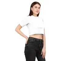 HANUMANT IMPEX Plain Lycra Fabric Casual Wear Crop Top for Women-thumb3