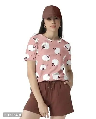 HANUMANT IMPEX Women's Printed Designer Casual Wear Women T-Shirt-thumb0