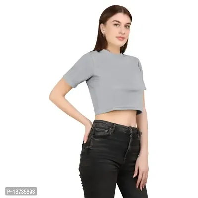 HANUMANT IMPEX Plain Lycra Fabric Casual Wear Crop Top for Women-thumb3