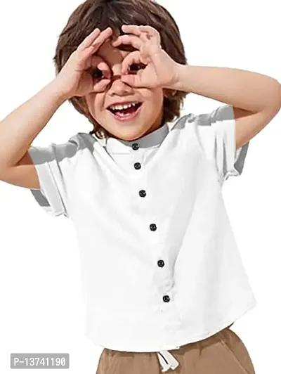 HANUMANT IMAPEX New Plain Important Cotton Casual Wear Shirt for Boys (13-14 Years, White)