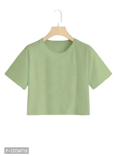 HANUMANT IMPEX Plain Crop Top for Women-thumb0