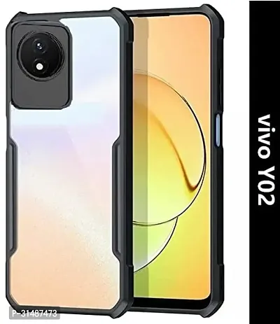 Back Cover for Vivo Y02 4G Black Grip Case Pack of 1