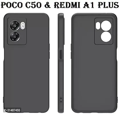 Back Cover for POCO C50  REDMI A1 PLUS Black Silicon Pack of 1-thumb0