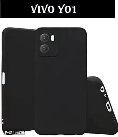 ROYALBASE Back Cover for Vivo Y01 Black Grip Case Silicon Pack of 1-thumb0