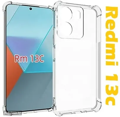 ROYALBASE Back Cover for Redmi 13c Transparent Grip Case Pack of 1-thumb0