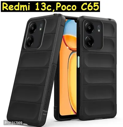 ROYALBASE Back Cover for Redmi 13C 5G  Poco C65 Black Grip Case Silicon Pack of 1-thumb0