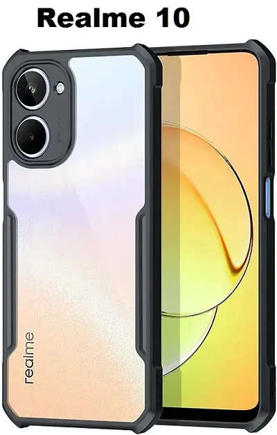 CELZO Ultra Thin Shock Proof 4 Sides Protection Clear Transparent Back Cover Case with Black Border for Realme 10 (4G) - {Transparent/Black}