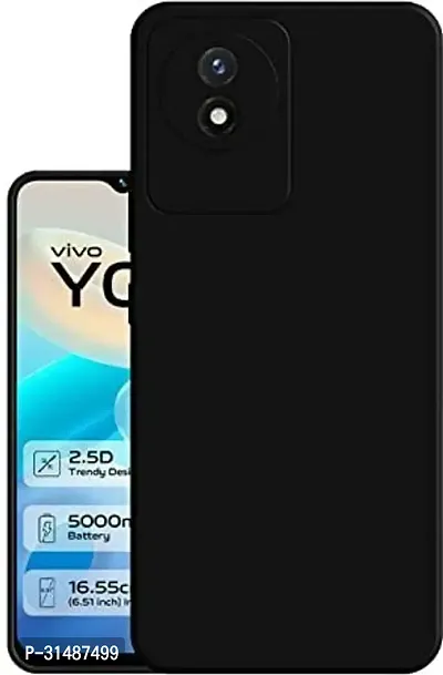 Back Cover for Vivo Y02 4G Black Grip Case Silicon Pack of 1