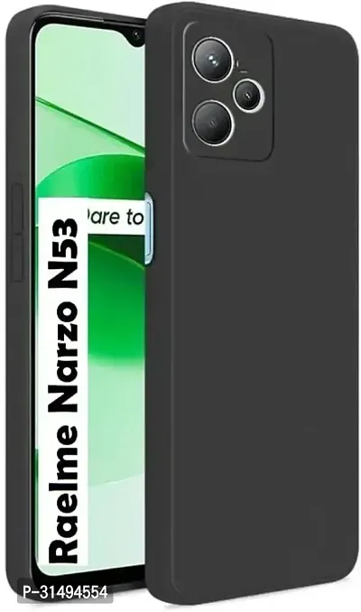 Back Cover for realme Narzo N53 Black Grip Case Silicon Pack of 1