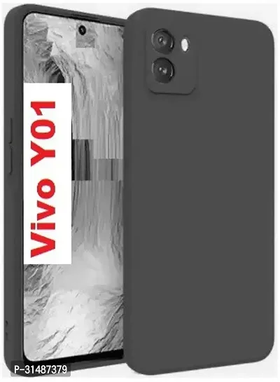 Back Cover for Vivo Y01 Black Grip Case Silicon Pack of 1-thumb0