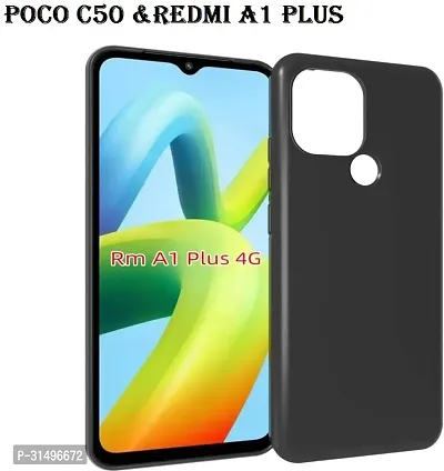 Back Cover for POCO C50  REDMI A1 PLUS Black Camera Bump Protector Silicon Pack of 1