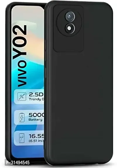 Back Cover for Vivo Y02 4G Black Grip Case Silicon Pack of 1