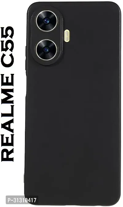 ROYALBASE Back Cover for Realme C55 Black Grip Case Silicon Pack of 1-thumb0