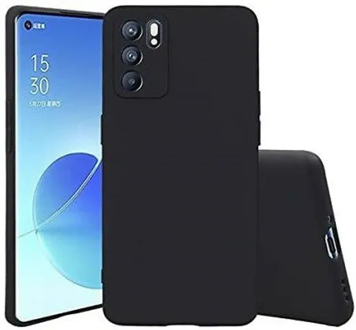 AARERED Soft and Flexible Back Cover for Oppo Reno 6 5G Plain Black Matte Finish