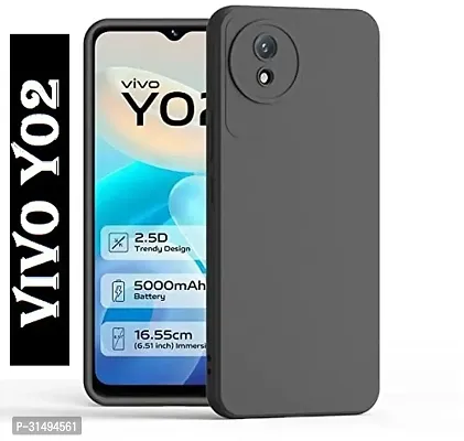 Back Cover for Vivo Y02 4G Black Grip Case Silicon Pack of 1