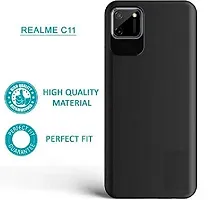 ROYALBASE Back Cover for Realme C11 Black Grip Case Silicon Pack of 1-thumb1